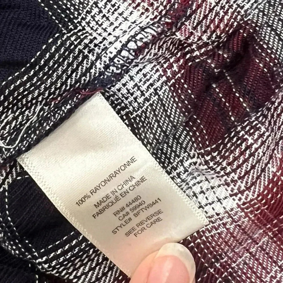 Love Fire Red Plaid Tie Front Rayon Western Button Down S - Picture 3 of 4